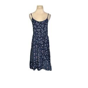 Dharma blue pink floral back tied summer dress size small